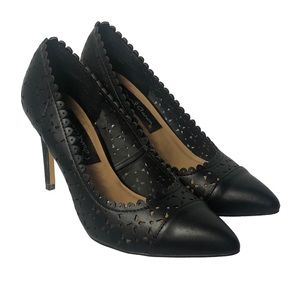 David Aaron Black Eyelet Lace Heels size 9